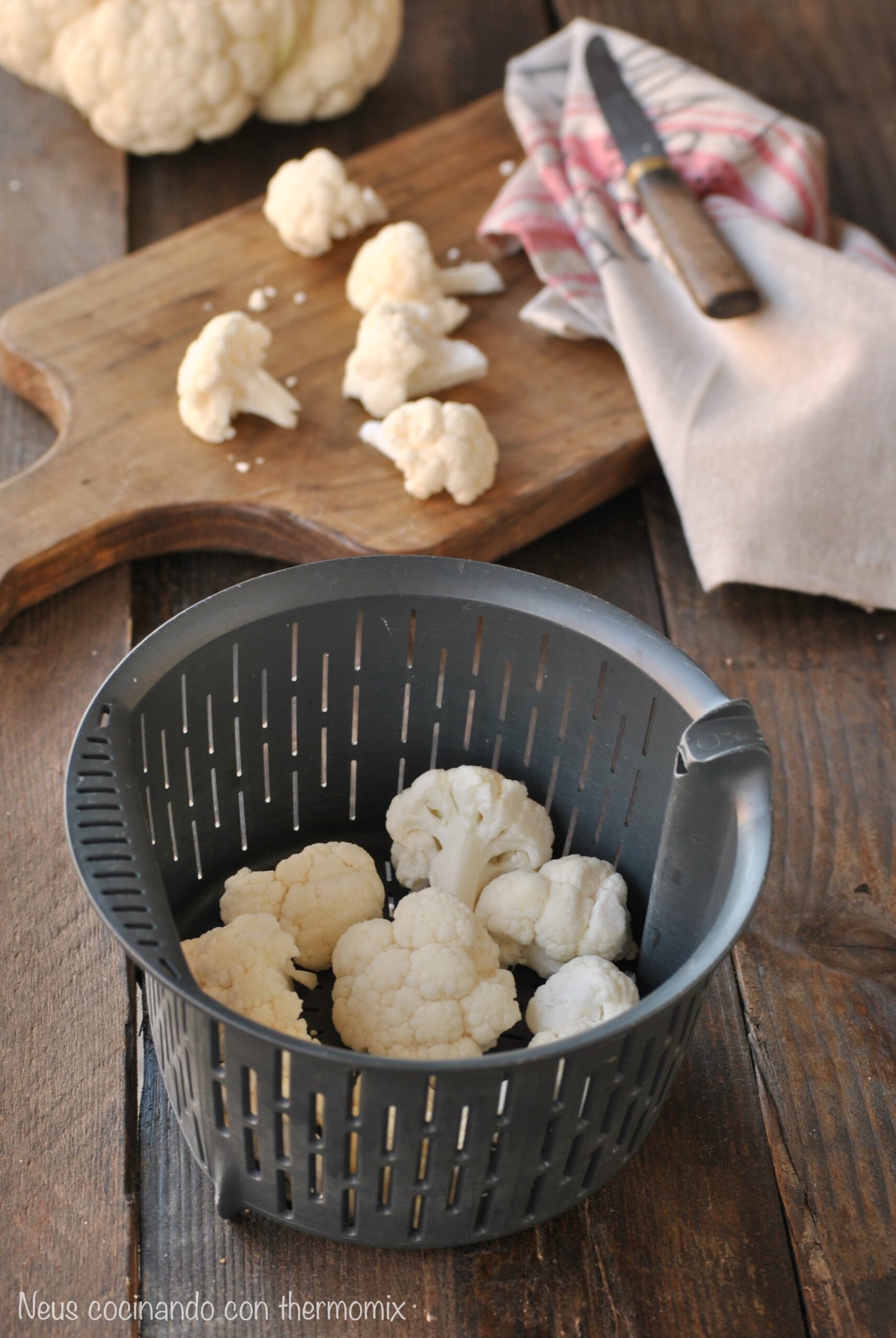 Coliflor al vapor en cestillo o Varoma con Thermomix