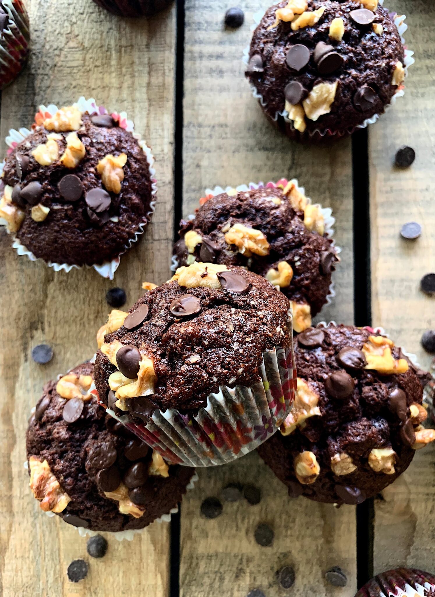 Muffins de chocolate con plátano y nueces Cocinando con Neus
