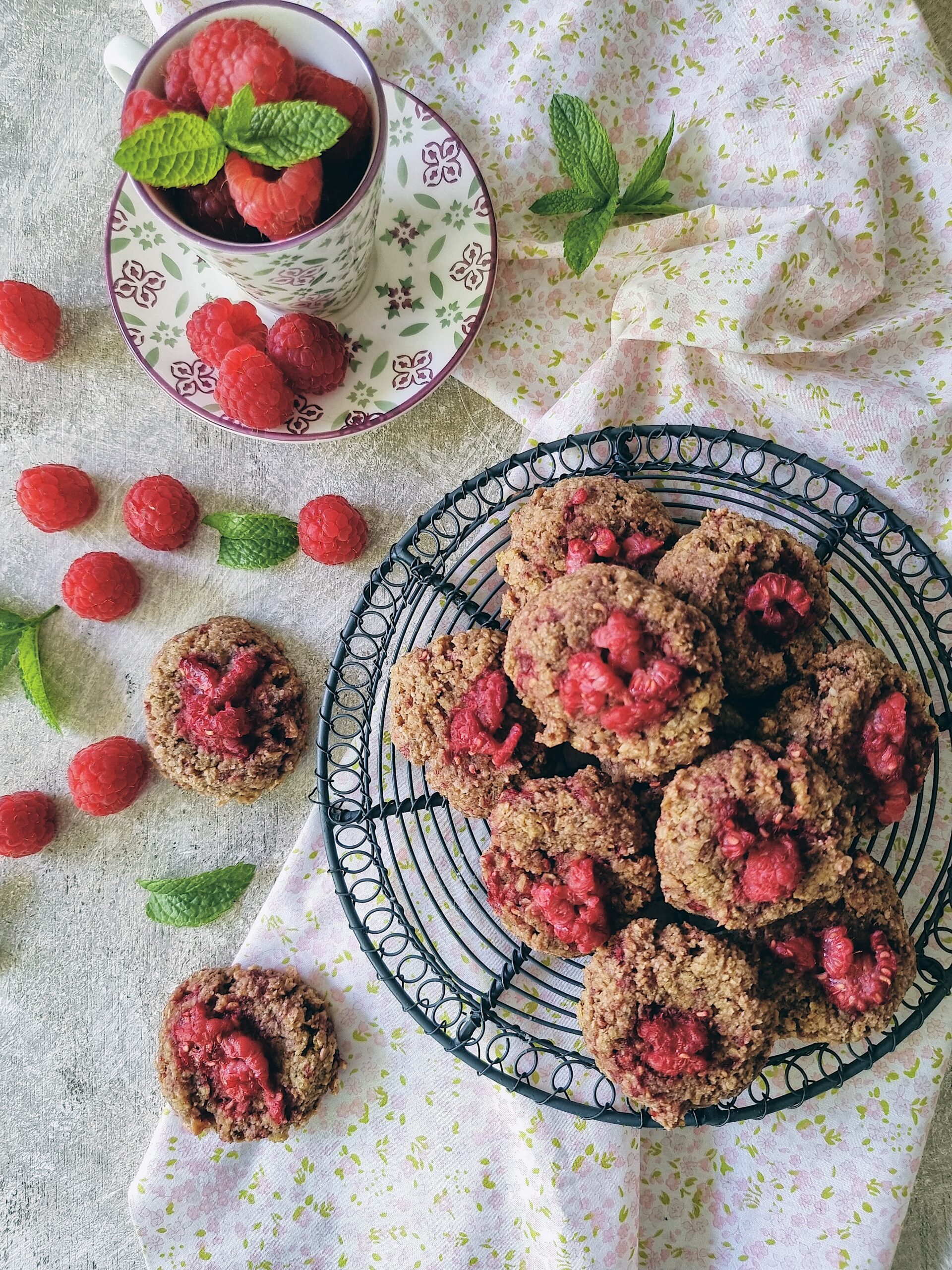 Galletas de avena y frambuesas