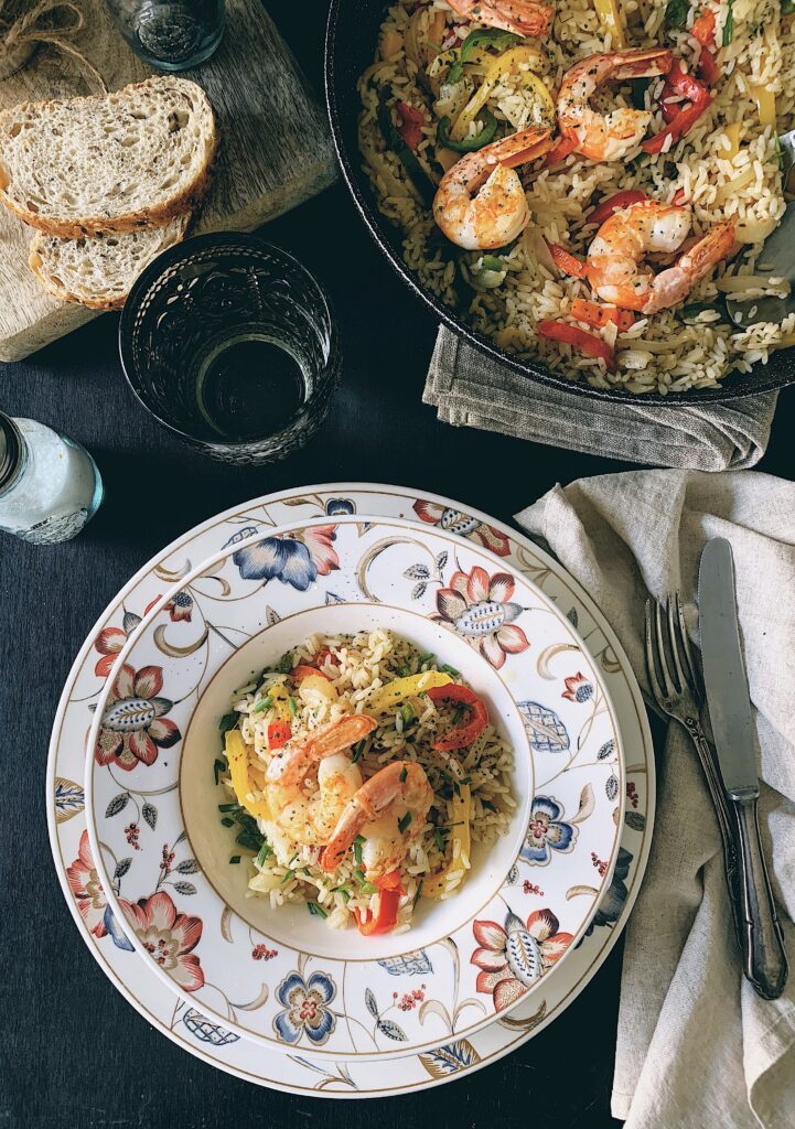 Arroz con trio de pimientos